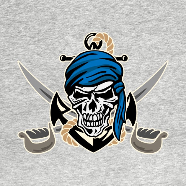 Pirate Skull with Anchor, Rope and Crossed Swords by hobrath